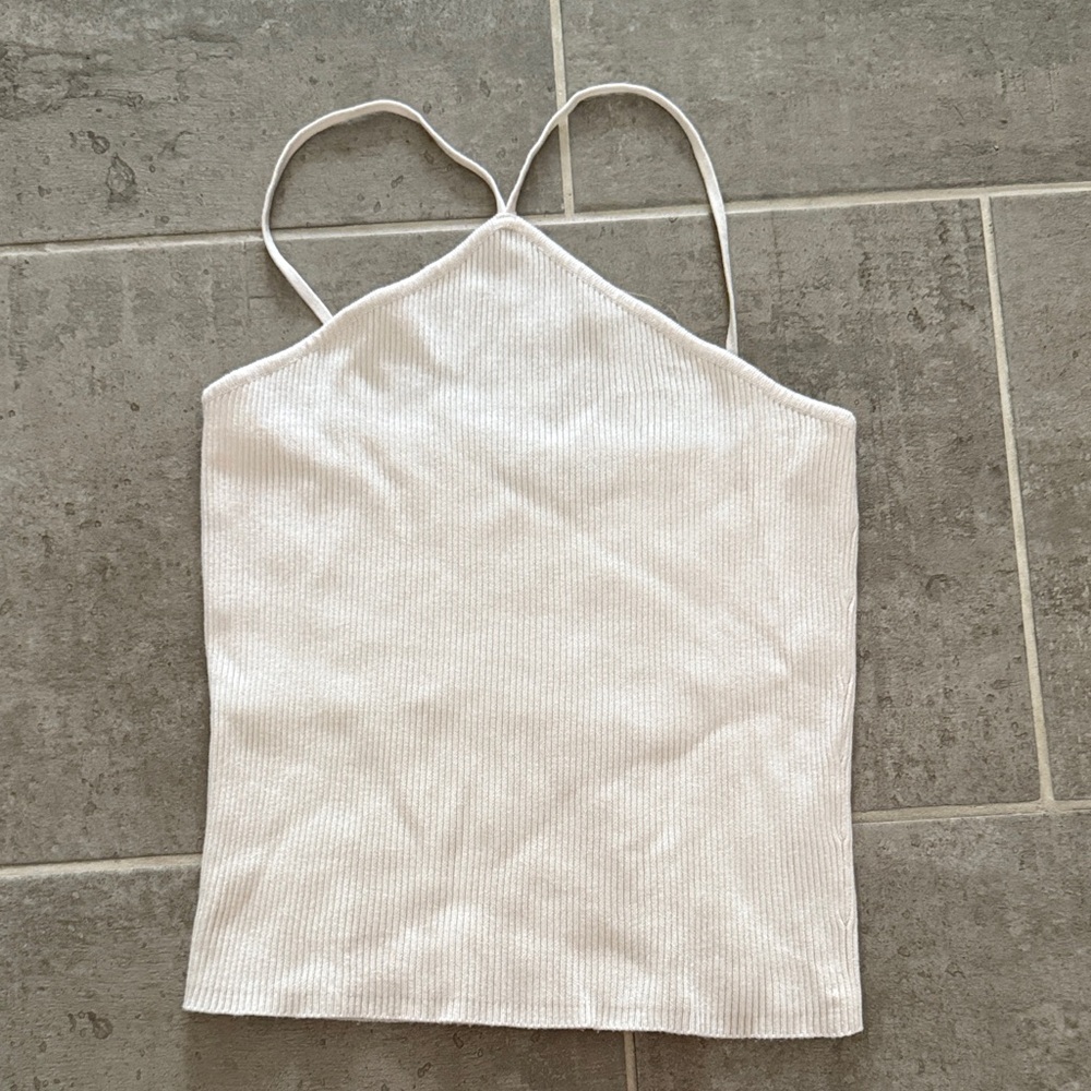 Zara White Ribbed Camisole Top